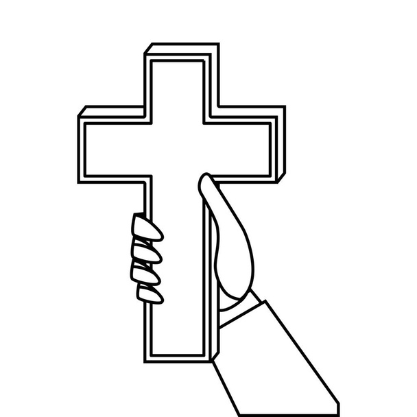 Christian cross geïsoleerde pictogram - Vector, afbeelding