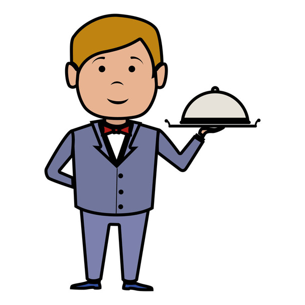 waiter hotel service isolated icon - Vector, Image