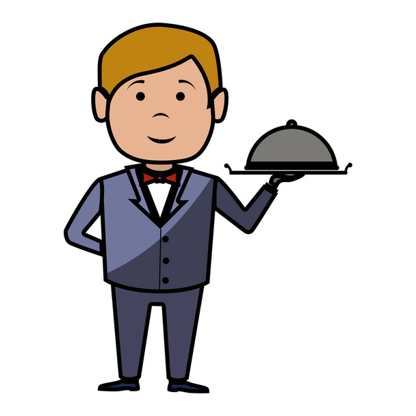 waiter hotel service isolated icon - Vector, Image