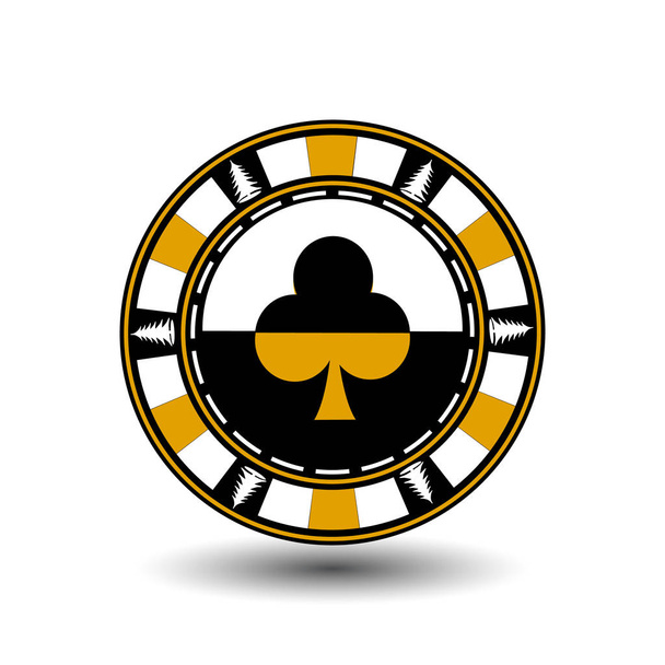 Poker chip Christmas. Yellow. With the club suit in the middle and on the sides of trees  Illustration vector. Use for the site, printing, paper, cloth, decoration, design, etc. EPS 10 - Vector, afbeelding