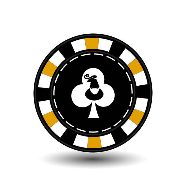 Christmas casino chips. Yellow. Santa Claus on the club suit in the middle. Illustration vector. Use for the site, printing, paper, cloth, decoration, design, etc. EPS 10 - Вектор, зображення