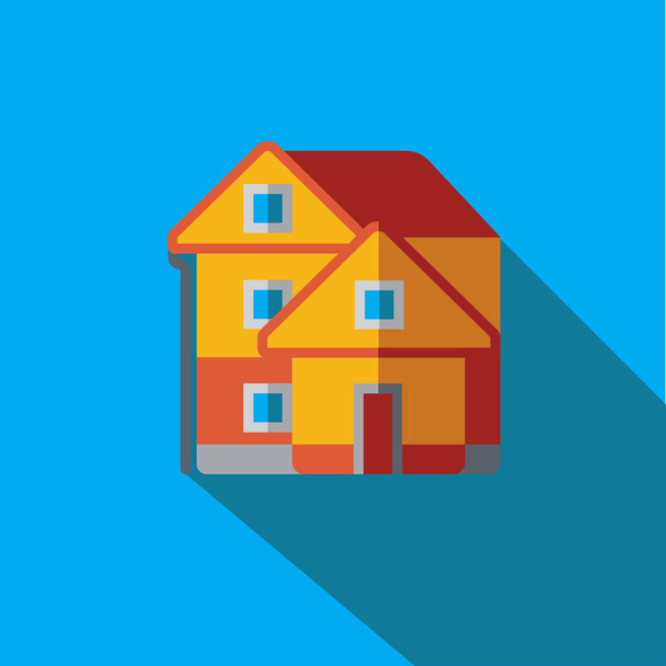 Vector icon or illustration with house in flat design style - Vecteur, image