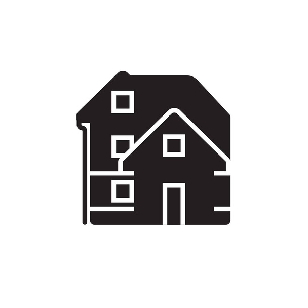 Εικονίδιο του φορέα ή εικονογράφηση με σπίτι σε μαύρο χρώμα - Διάνυσμα, εικόνα
