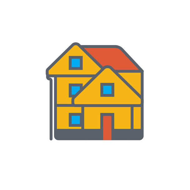 Vector icon or illustration with house in outline style - ベクター画像