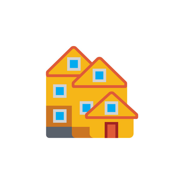 Vector icon or illustration with house in material design style - Vektor, kép