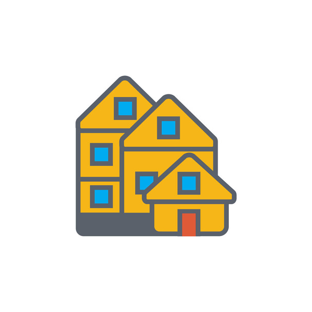 Vector icon or illustration with house in outline style - Wektor, obraz
