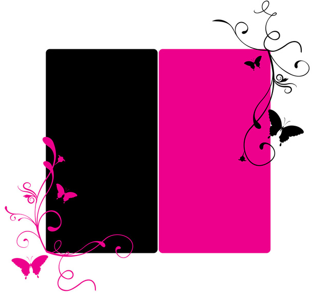 Illustrazione di banner a colori in duo con vortici e farfalle
 - Foto, immagini
