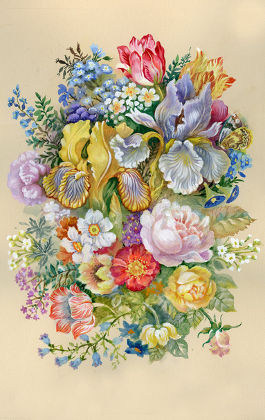 Akvarell virág gyűjtemény: Virág csokor - Fotó, kép