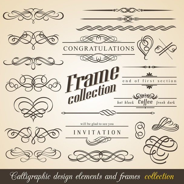 Calligraphic Design Elements and Frames - Vector, Image