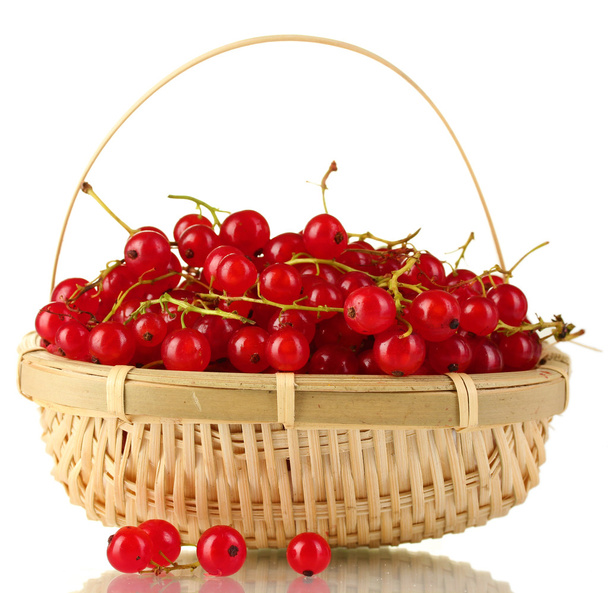 redcurrants in a basket isolated on white - Φωτογραφία, εικόνα