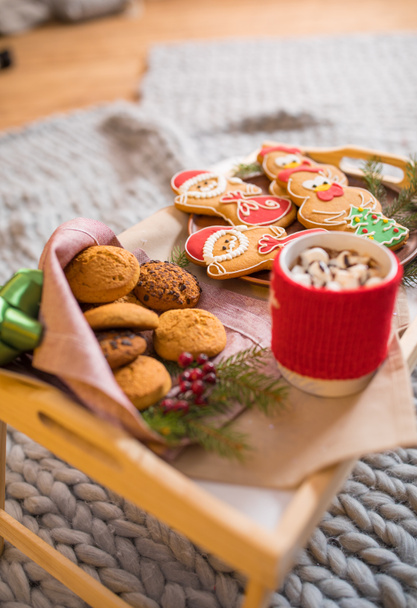 Christmas cookies and hot chocolate   - Фото, изображение