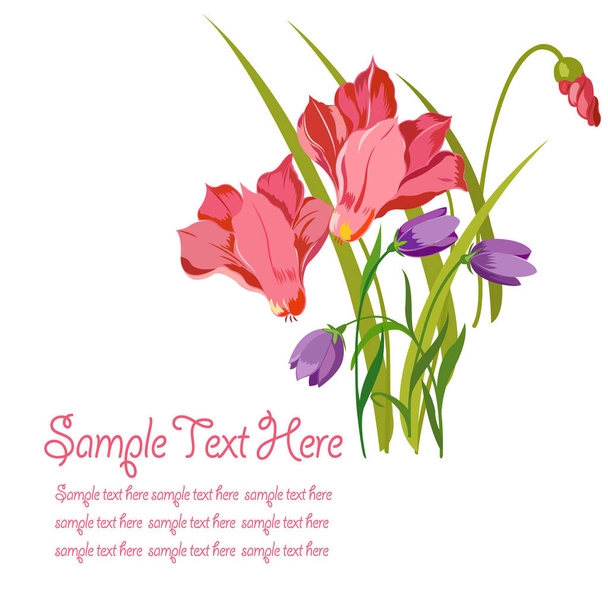 card decorated with flowers cyclamen - Vector, Image