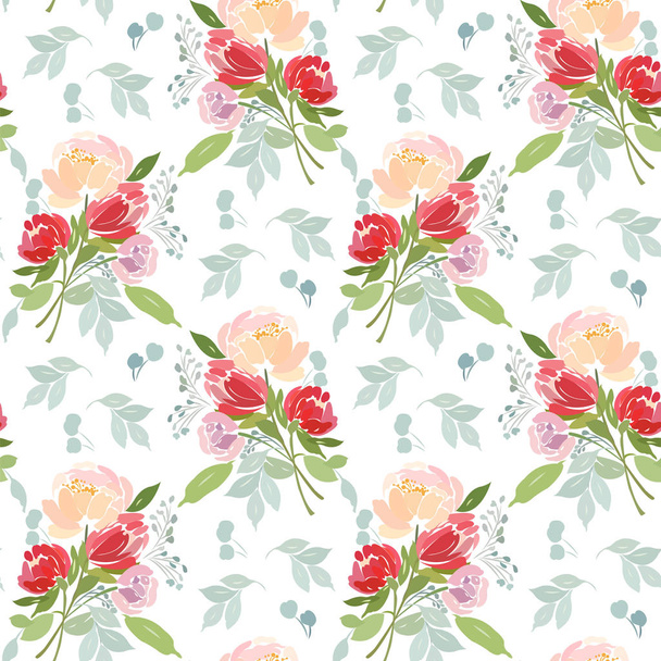 pattern with abstract bouquet of flowers - Vector, afbeelding