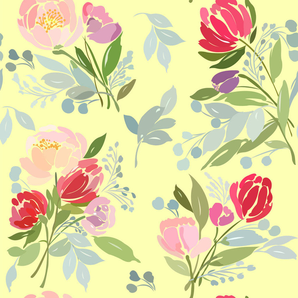 pattern with bouquets of flowers abstract peony  - ベクター画像