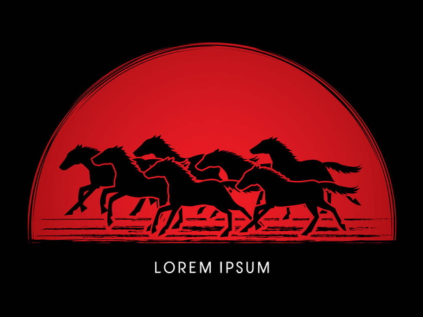 7 Horses running graphic - Vector, Image