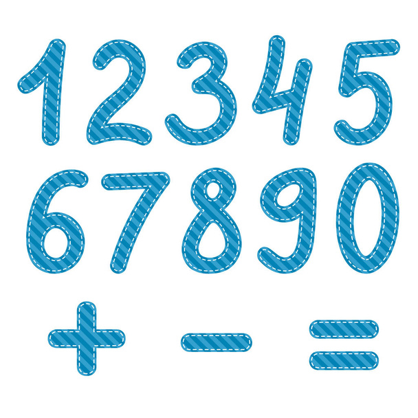 blue numbers from zero to nine - Вектор,изображение