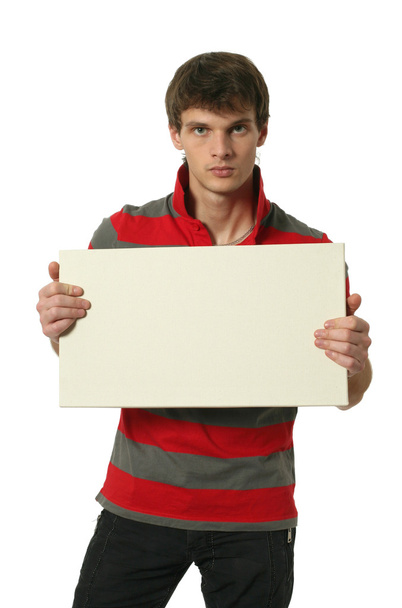 Young Sexy Man with Copy Space Blank Sign - Zdjęcie, obraz