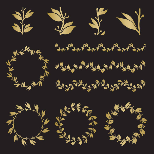 Silhouette laurel wreaths in different  shapes - Vector, Imagen