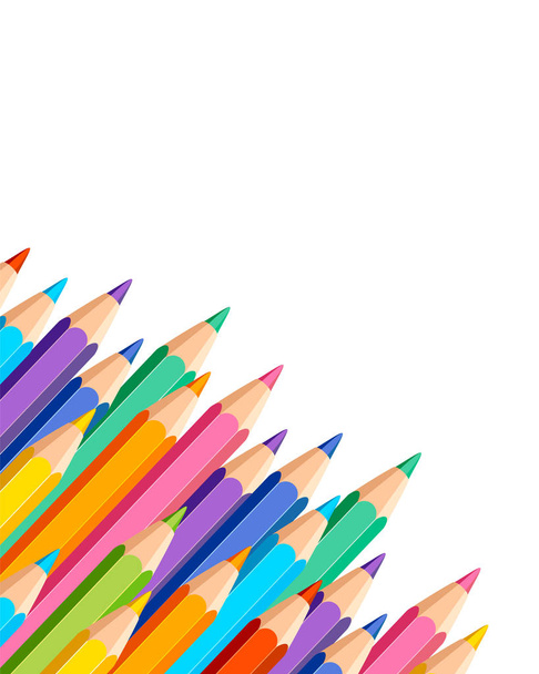 White background with colored pencils - Vector, Image