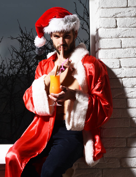 handsome bearded sexy christmas man - Fotoğraf, Görsel