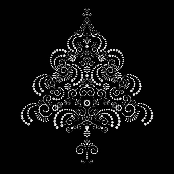 3D illustration diamond New Years tree on black background - Φωτογραφία, εικόνα
