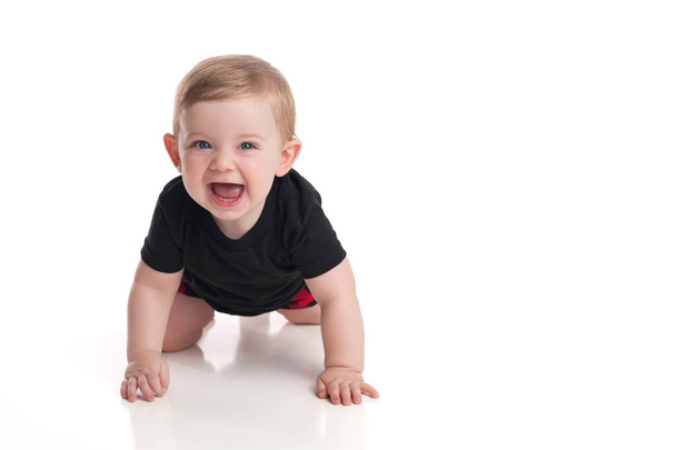 Baby Boy Crawling and Laughing - Photo, Image