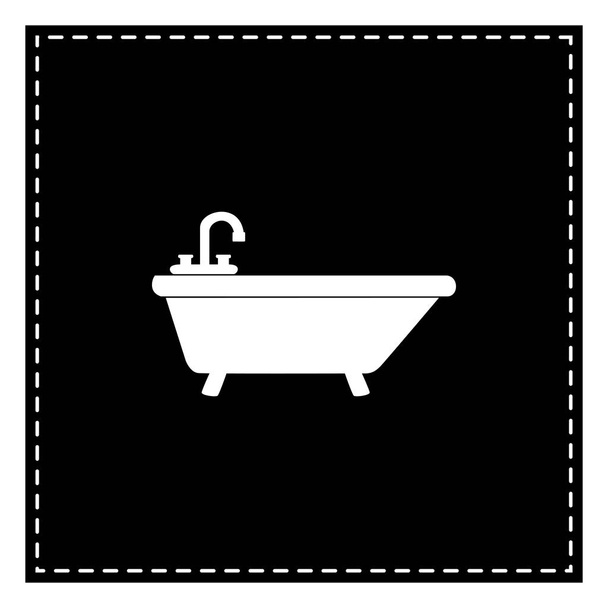 Bathtub sign illustration. Black patch on white background. Isol - Vector, Image