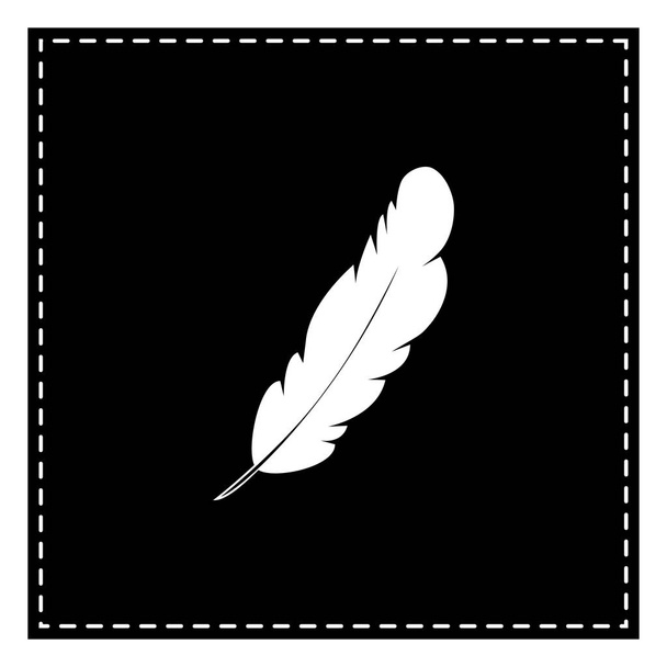 Feather sign illustration. Black patch on white background. Isol - Vector, Image