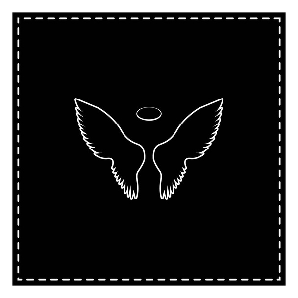 Wings sign illustration. Black patch on white background. Isolat - Vector, Image