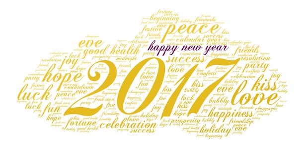 Feliz Año Nuevo 2017 palabra nube
  - Vector, imagen