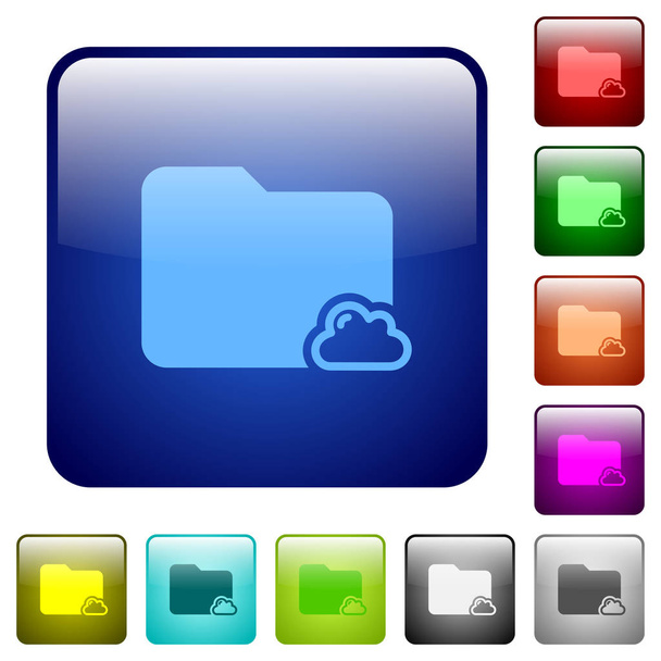 Cloud folder color square buttons - Vektör, Görsel