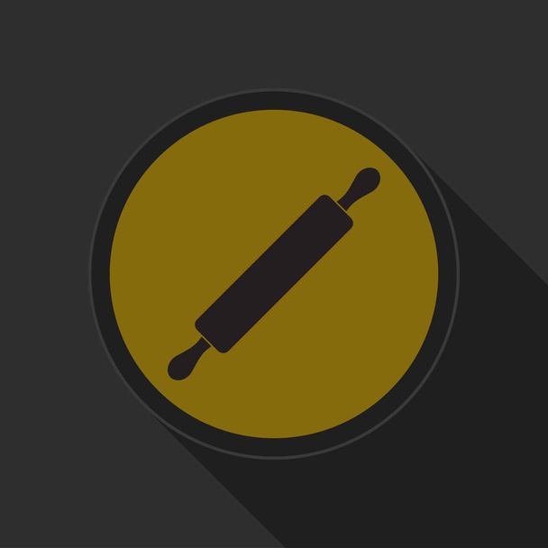 pulsante rotondo giallo con icona del mattarello nero
 - Vettoriali, immagini