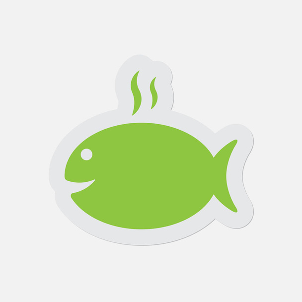 煙と魚を焼く - シンプルな緑のアイコン - ベクター画像