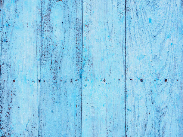 古い青い塗られた木材木板表面のテクスチャ背景 - 写真・画像