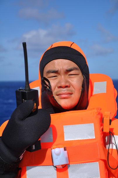 denizci daldırma takım elbise ve taşınabilir radyo - Fotoğraf, Görsel
