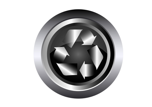 Recycle ecology Sign on black metal button vector illustration - Vektor, obrázek