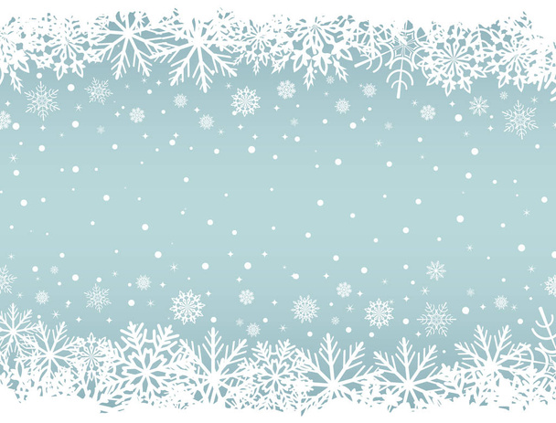 クリスマスの背景に白い雪片の境界線、c を抽象化します。 - ベクター画像