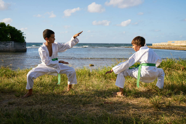 boys exercising in karate - Photo, Image