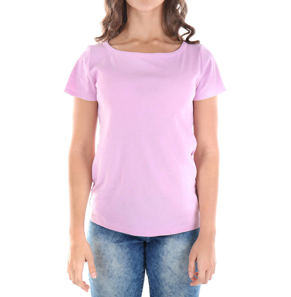 woman in blank t-shirt - Photo, Image