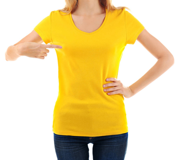 woman in blank t-shirt - Photo, image