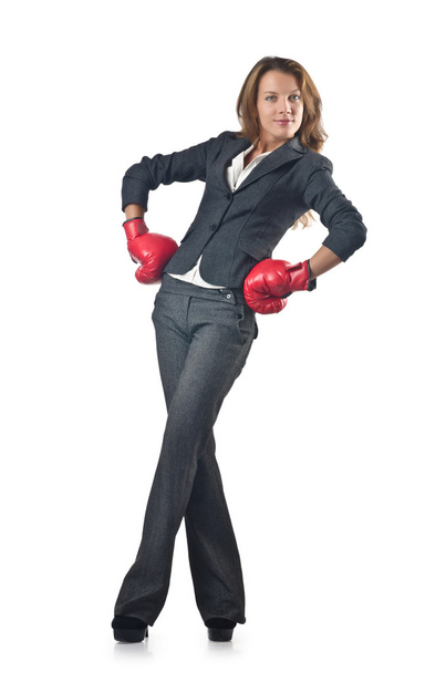 Young businesswoman in boxing concept - Photo, image