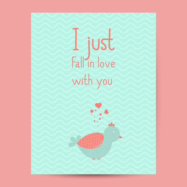 card with birds, hearts and inscription - Vector, Image