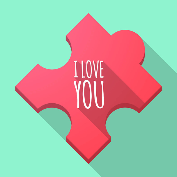 Long shadow puzzle piece with    the text I LOVE YOU - Vektör, Görsel