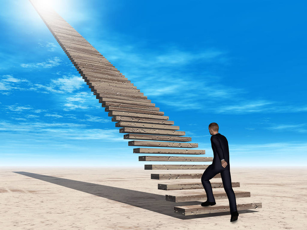 zakenman op trap naar de hemel - Foto, afbeelding
