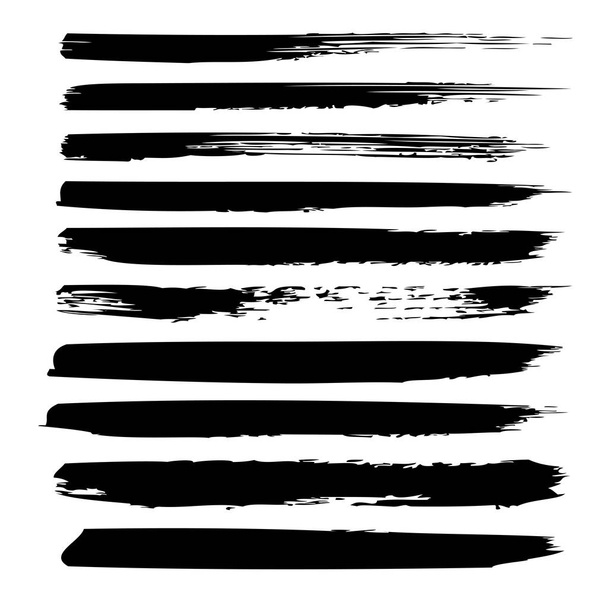 黒のブラシ ストロークの大規模なセット - 写真・画像