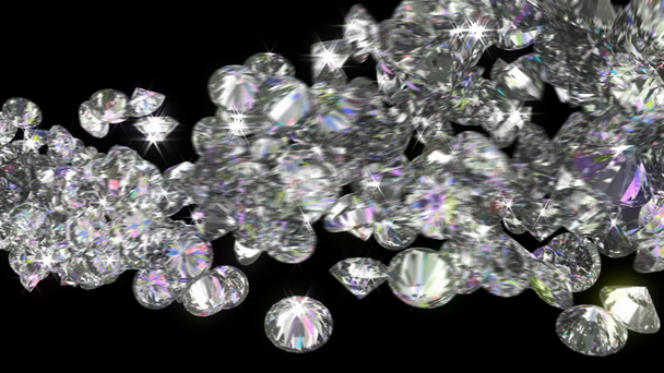 Diamants ou gemmes bouclables coulent au ralenti
 - Séquence, vidéo