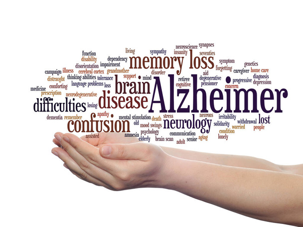 アルツハイマー症状単語の雲手 - 写真・画像