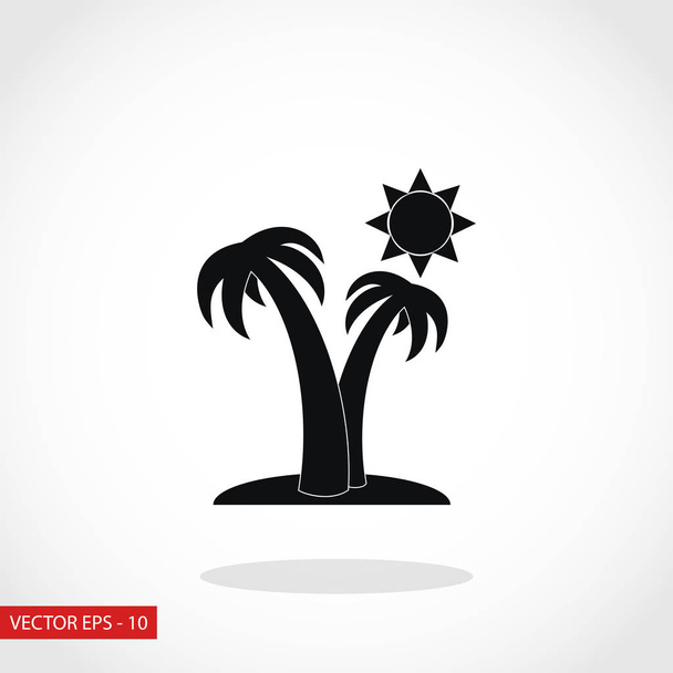 Palmiye ağaçları ve güneş simgesi - Vektör, Görsel