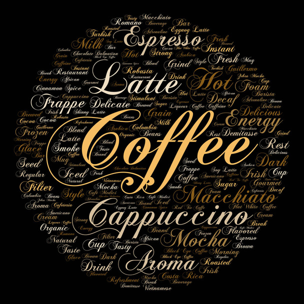 kávé, cappuccino vagy espresso wordcloud - Fotó, kép
