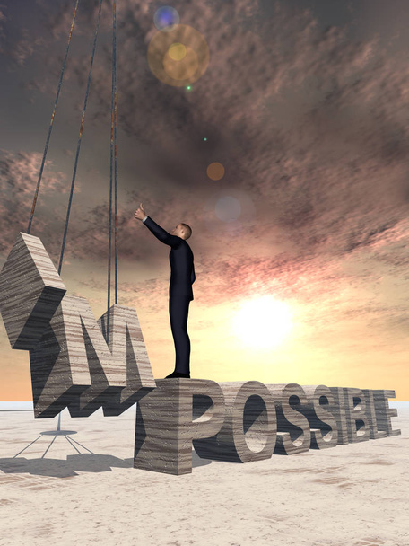 Бизнесмен стоит над невозможным текстом
  - Фото, изображение